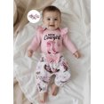 thumbnail image 6 of BemeyourBBs Newborn Baby Girl It's Alright To Be Little Bitty Outfits Western Cowgirl Clothes Letter Long Sleeve Romper Pants Headband Set, 6 of 9