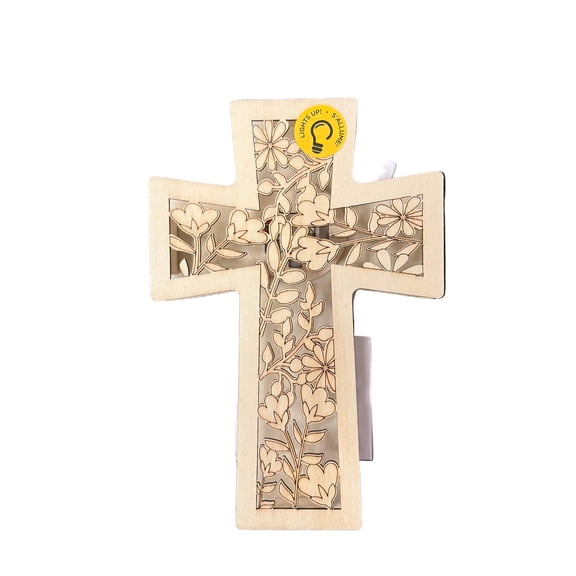 Make Market DIY LED Plywood Décor – Floral Cross (Tabletop Décor)