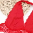 thumbnail image 5 of RYRJJ Women Floral Lace Halter Bra Bralette Top Hook and Eye Closure Back Unpadded Wirefree Comfort Yoga Bustier Bras(Red,M), 5 of 9