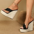 thumbnail image 6 of Women's Sexy Slippers New Straw Simple High Heel Wedge Platform Dance Model, 6 of 6