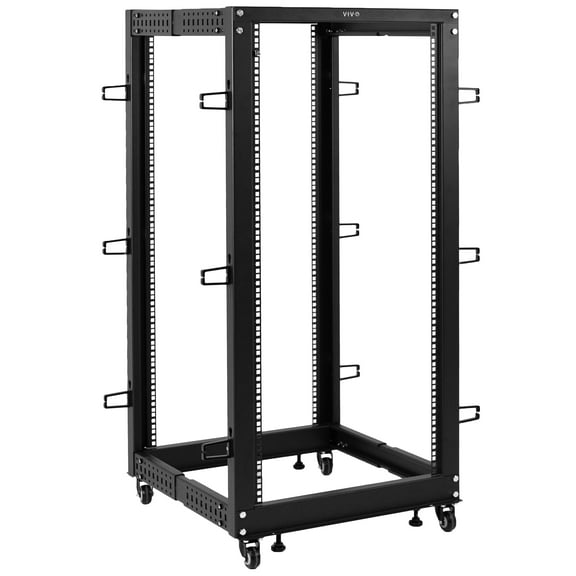 VIVO 25U Open Frame Adjustable Server Rack, 4 Post Mobile Data Holder