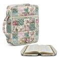 thumbnail image 2 of HELLHERO Large Quilted Bible Cover Case with Patchwork Floral, Lightweight Stretch Polyester Bag for Women Daily Bible Study, 2 of 9