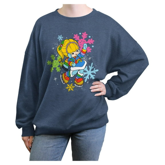 Juniors Rainbow Brite Colorful Christmas Snowflakes Sweatshirt
