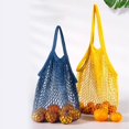 thumbnail image 3 of Portable Reusable Grocery Bags Cotton Mesh Bag Foldable Fruit and Vegetable Storage Bag Short/Long Handle Net Shopping Bags (Black--Long), 3 of 7