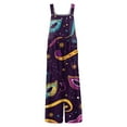 thumbnail image 3 of Fgvctg Mardi Gras Women's Wide Leg Pant Carnival Party Spaghetti Straps Festival Mask Print Jumpsuits Sleeveless Bib Overalls Sprimg Rompers Clothes With Pockets Purple S, 3 of 6