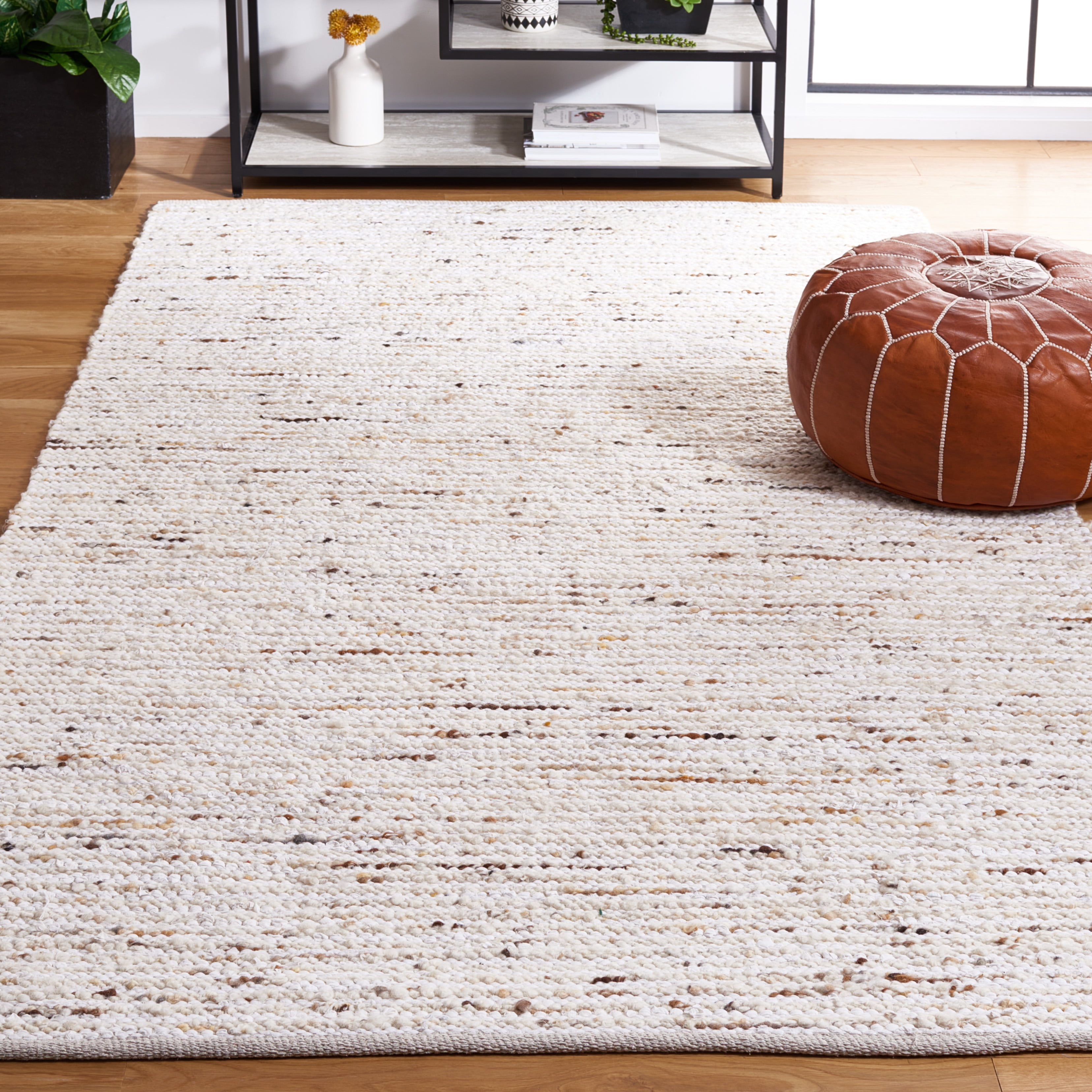 SAFAVIEH Natura Stephen Distressed Area Rug, Ivory/Gold, 6' x 6' Square
