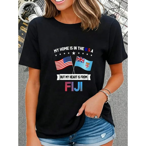 100% Cotton Fiji & USA T-Shirt
