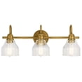 thumbnail image 5 of 3 Light Vanity Light Approved for Damp Locations with Vintage Industrial Inspirations 9.25 inches Tall By 24 inches Wide-Natural Brass Finish Bailey, 5 of 10