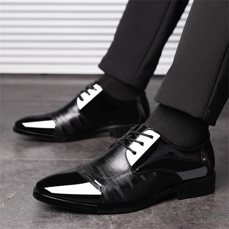 Gesdfwe Mens Dress Shoes, Formal Business Oxfords, Comfortable Patent Leather  Shoes, Black, Size 8 - Walmart.com