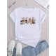 thumbnail image 2 of Camiseta de mujer verano Patrón de Corazón cuello redondoWomen's Cute Puppy Milk Tea Graphic Tee - Casual Round Neck Short Sleeve T-Shirt, Stretchy Polyester Blend, Machine Washable - Perfect for Su, 2 of 6