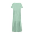thumbnail image 5 of Mohiass Womens Summer Dresses 2025 Plus Size Short Sleeve V Neck Boho Maxi Dress Loose Casual Beach Long Sundresses Mint Green XL, 5 of 7