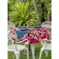 thumbnail image 2 of Outdoor Tablecloth with Umbrella Hole and Zipper, Valentine's Day Round Table Cloth 54 Inch Waterproof Tablecloth, Romantic Love Pink Plaid Beige Vintage Picnic Table Cover for Patio Camping, 2 of 7