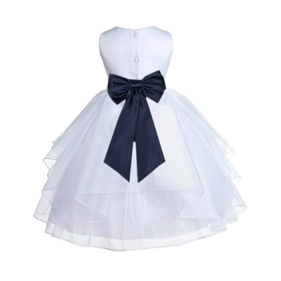 Ekidsbridal White Midnight Shimmering Organza Flower Girl Dress Junior Bridesmaid Wedding Pageant Communion Baptism Gown 4613T S