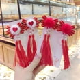 thumbnail image 2 of Lohuatrd 1 Pair Kids Festive New Year Hairpins Long Tassel Plush Balls Beads Bowknot Decor Red Hair Clips Hanfu Headwear Tang Suit Hair Accessories, 2 of 8