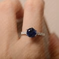 thumbnail image 4 of sapphire ring, sterling silver engagement ring, September birthstone, round cut, blue stone ring, 4 of 4