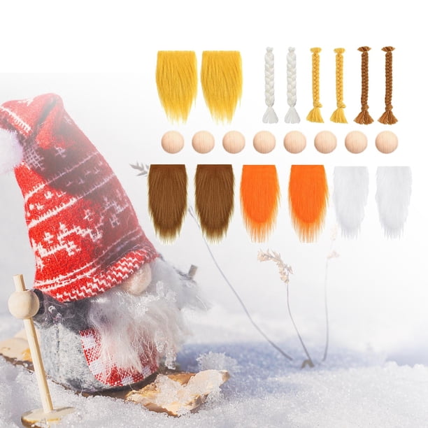 Tela de piel sintética Gnomo barba y bolas de madera hecho a mano enano barba Gnomo nariz DIY manualidades suministros para Cosplay adorno de Navidad Estilo A perfecl Barba de gnomo de piel sintética