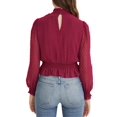thumbnail image 2 of Lucy Paris Womens Smocked Clip Dot Peplum Blouse, Red, Large, 2 of 3