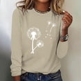 thumbnail image 2 of hxobax Cute Long Sleeve Tops for Womens Juniors Teens Fall Tshirts Dandelion Print Tunic Tee Blouses, 2 of 5