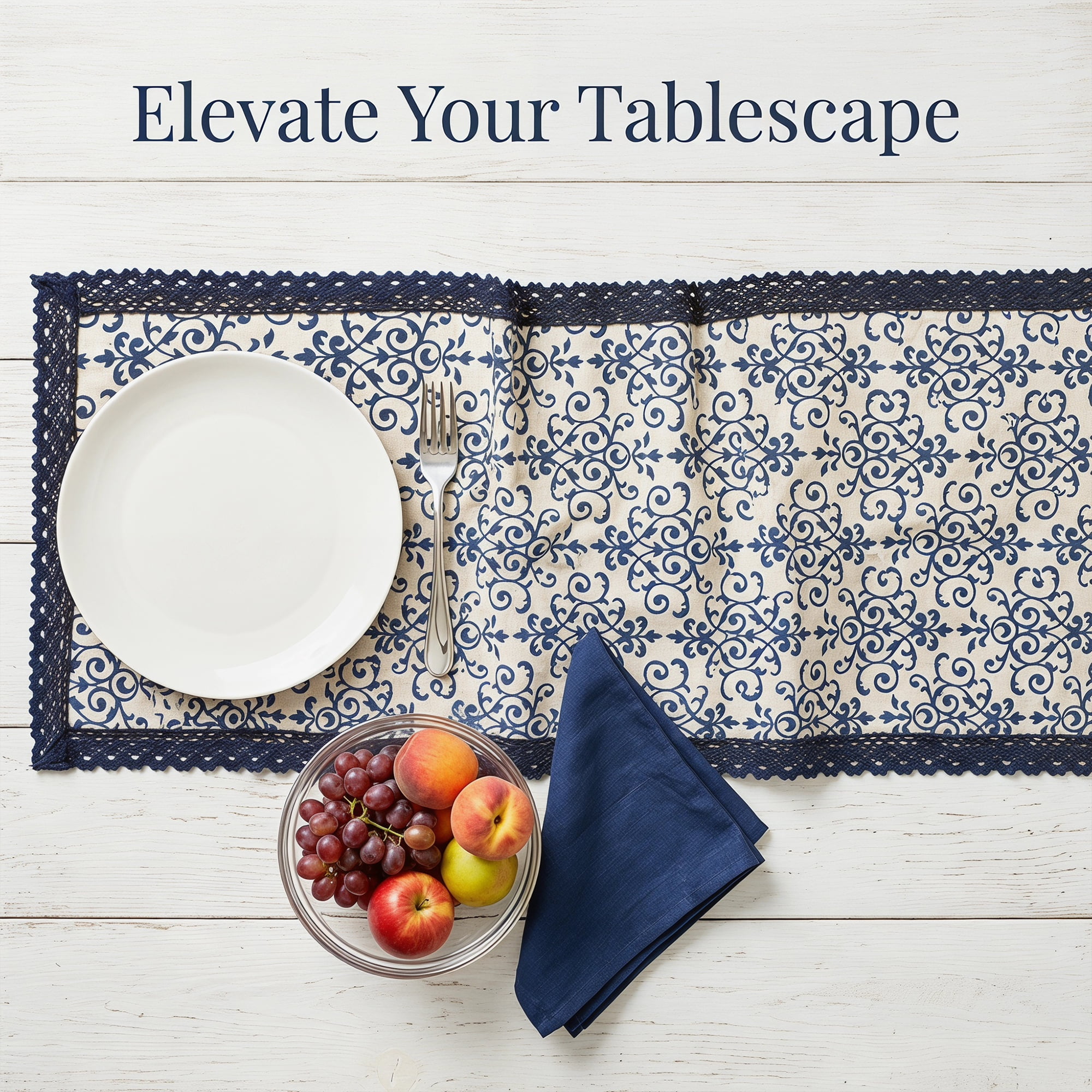 Unique Bargains Birthday Decorations Washable Cotton Kitchen Runner Blue 11.8x63in
