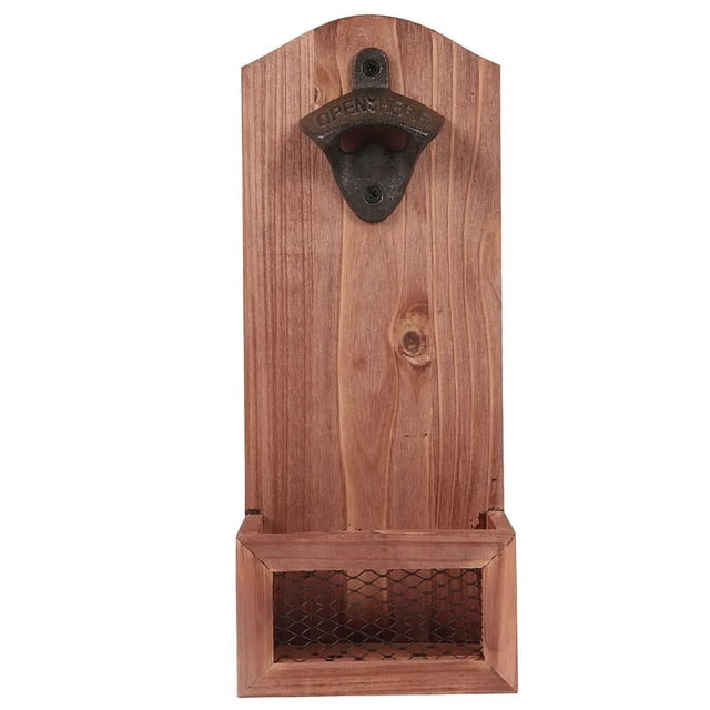Abrebotellas de madera montado en la pared YONGSHENG con captador de tapas, regalos para hombres, cerveza
