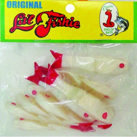 Creme Lit l Fishie 2-1/2-Inch Minnow Bait with Red Tail White Pearl 10-Pack