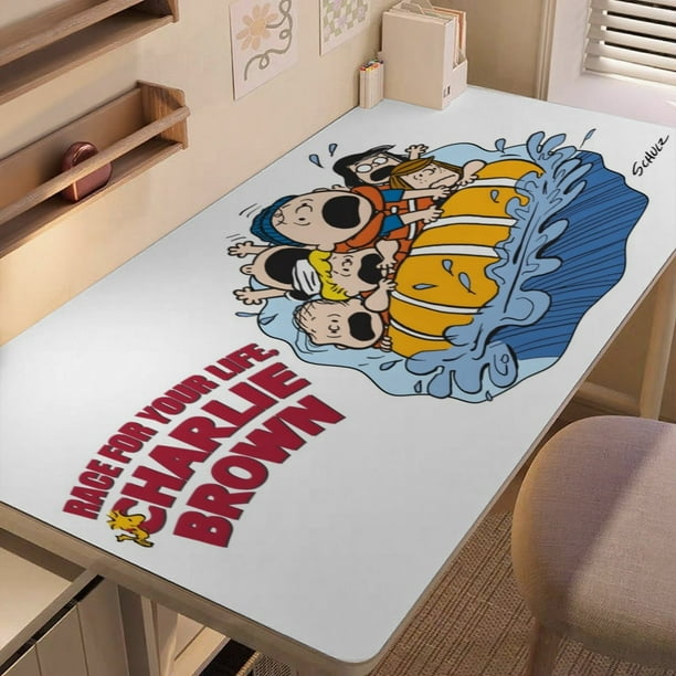 ¡Corre, Charlie Brown! alfombrilla de escritorio/mesa extra-grande con base antideslizante de cuero y diseño temático; versátil para escritorios de ordenador, mesas de comedor, etc. 30 × 60 cm