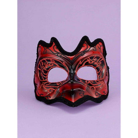 Red/Black Best Demon Mardi Gras Costume Half Mask One Size