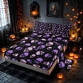 thumbnail image 2 of Homewish Halloween Candy Skull Bed Sheets for Girls, Gothic Skeleton Full Size Sheets, Black Lavender Pale Pink, 4 Pieces (1 Flat Sheet, 1 Fitted Sheet and 2 Pillowcases), 2 of 4