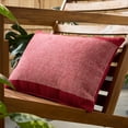 thumbnail image 3 of TOWN & COUNTRY TERRA Alara Solid Border Handcrafted Indoor Outdoor Decorative Pillow, 100% Recycled Materials, UV Fade Resistant, Water Repellent, Red/Ivory, 14"x20", 3 of 9