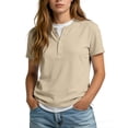 thumbnail image 2 of Kelon Dressy Tops for Women Short Sleeve Shirts Henley 2026 Summer Casual Basic Workout Clothes Business Casual Office Top, XL, 2 of 6