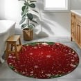thumbnail image 6 of Red Christmas Round Rug 4ft Area Rug Washable Soft Non-Slip 4' Circle Low Pile Rugs Winter Xmas Balls Snowflake Pine Branches Carpet for Bedroom Living Room Entryway Home Office Dining Room, 6 of 8