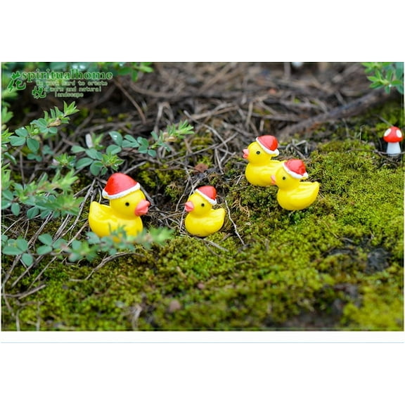 20pcs Tiny Christmas Ducks Mini Resin Ducks Miniature Ornaments Dollhouse Duck Statues Garden Decorations Duck Figurines