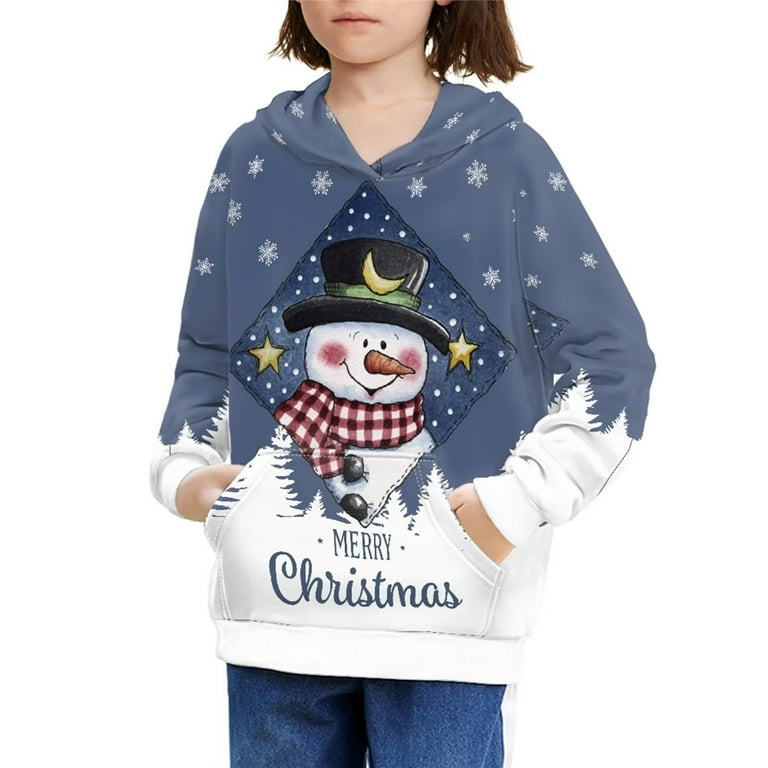 FKELYI Merry Christmas Hoodies Pullover Graphic Design Soft