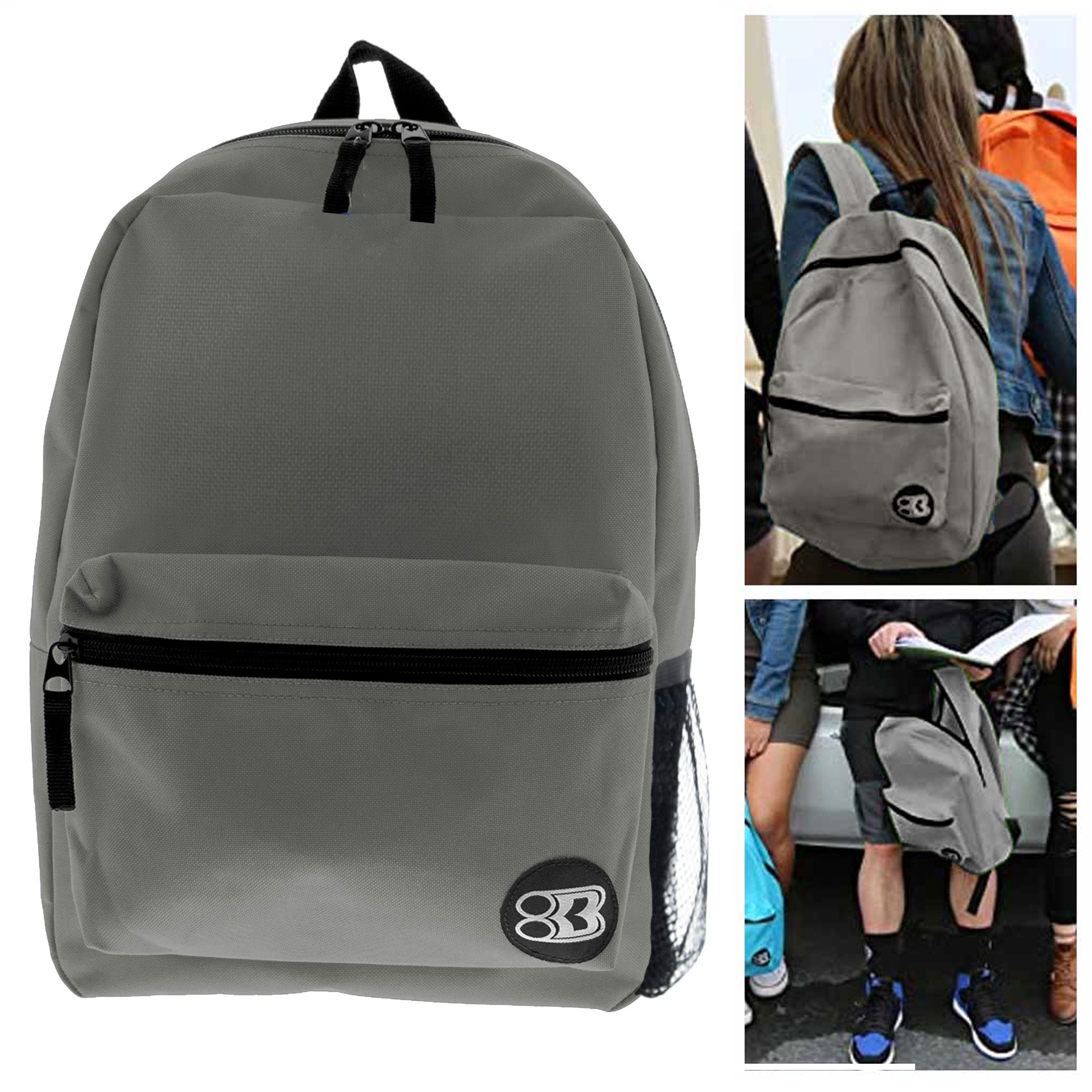 1 Gray Backpack School Book Bag Hiking Camping Travel Sport Back Pack Unisex 16'