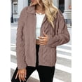 thumbnail image 4 of Winter Fleece Jacket for Women Zipper Stand Collar Casual Coats with Pockets Light Beige XL, 4 of 7