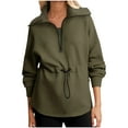 thumbnail image 3 of VEKDONE Womens Sweatshirt Oversized Half Zip Up Drawstring Waist Long Sleeve Side Slits Soft Casual Pullover Sweatshirts Tops, 3 of 9