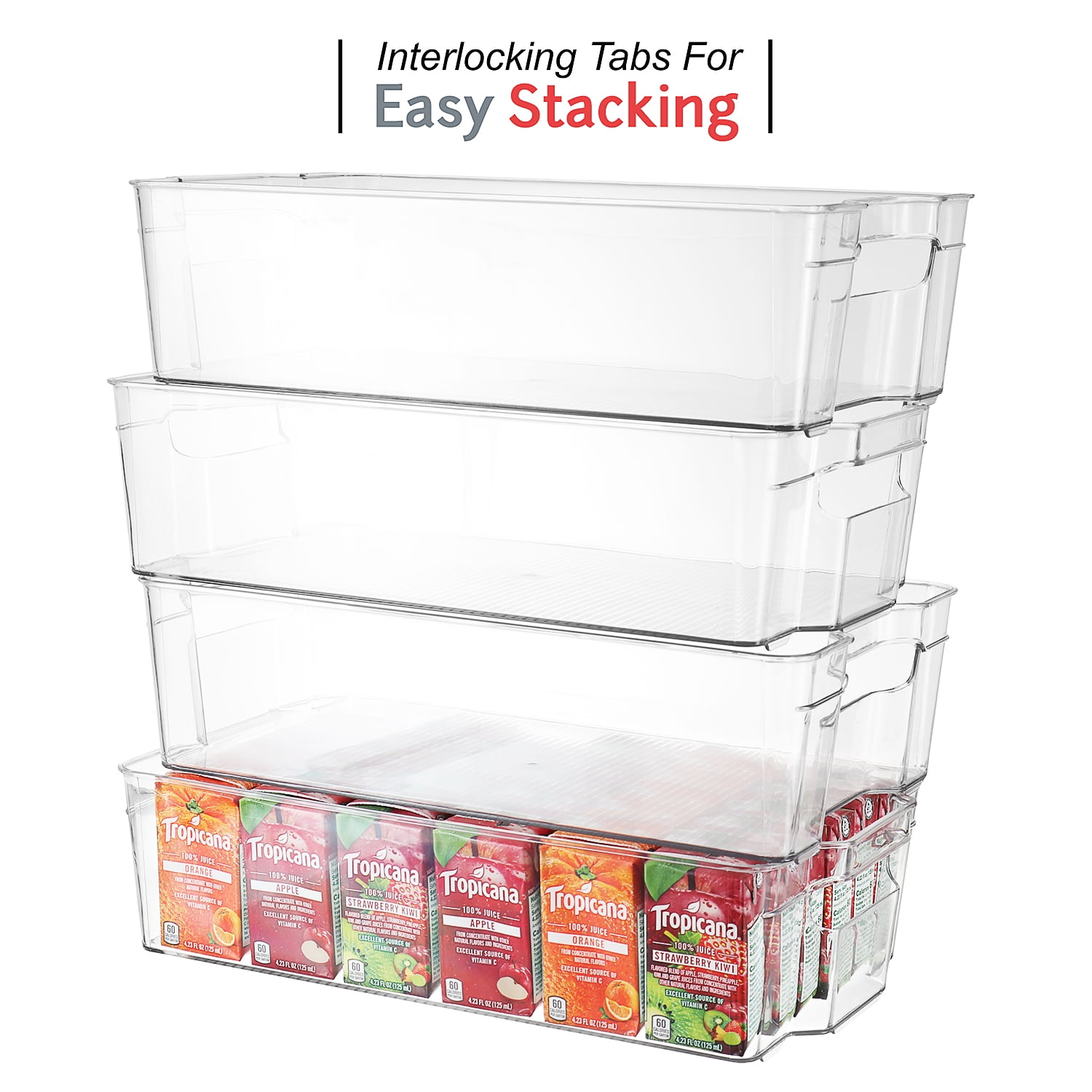 Kootek Refrigerator Organizer Bins with Removable Dividers, Freezer  Organizer Bins Clear Pantry Organization and Storage Bins, Plastic  Stackable Food