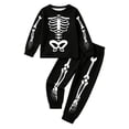thumbnail image 3 of Tfken Girls Halloween Pajamas Outfit Set Skeleton Graphic Long Sleeve Tops Elastic Waist Pants Set Homewear Cute Sleepwear Loungewear Festival Toddler Classic Pjs Clothes Size 5-6 Years, 3 of 7