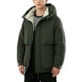 thumbnail image 2 of Mrmaere Men's Hooded Puffer Jacket Multi-Pocket Contrast Lining Warm Stylish Outerwear for Daily & Cold-Weather Army Green L, 2 of 9