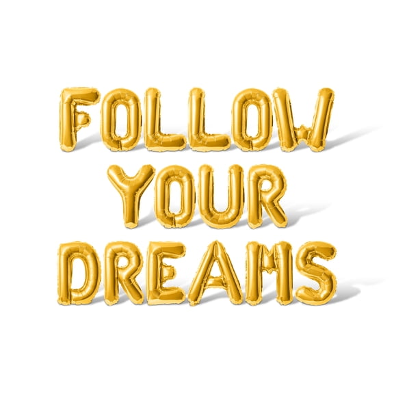 Letter Balloons - FOLLOW YOUR DREAMS 16" Inch Alphabet Letters Foil Mylar Balloon Graduation Day Party Banner (Gold)