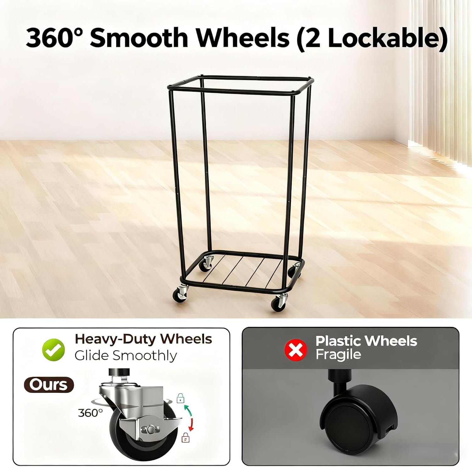 GRANNY SAYS Laundry Hamper with Wheels, 160L Rolling Laundry Baskets, Cloth Organizer for Laundry Room, Bathroom & Bedroom, Black