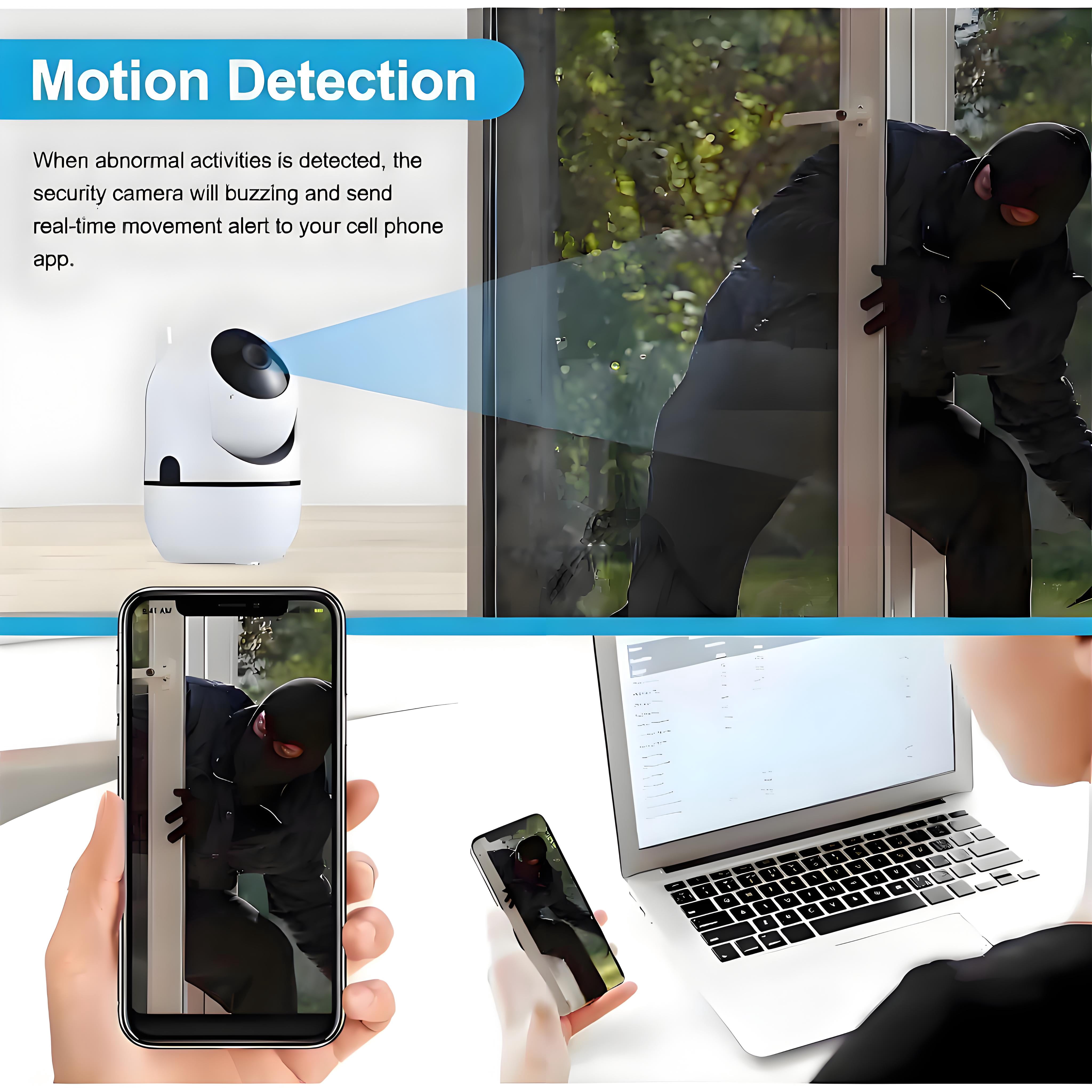 2K HD Wifi Baby Monitor Camera with Night Vision,Two-Way Audio, AI Auto Tracking Smart Monitoring for Baby, Nanny,Pet,White