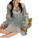 thumbnail image 1 of Camisón de manga larga para mujer, camisón de pijama, estilo encantador, agradable arco, suministros finos para el hogar, 1 of 8