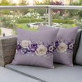 thumbnail image 4 of Spring Flowers Pillow Covers 2 Pack Watercolor Purple White Rose Daisy Floral Leaf Purple Pillowcase Waterproof Outdoor Throw Pillow Cover for Patio Garden Square Cushion 16”x16”, 4 of 9
