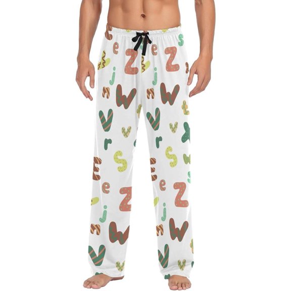 English Letters Ghost Pajama Pants, Men's Lounge Pants Light with Drawstring and Pockets, Christmas New Year Birthday Father's Day Gifts