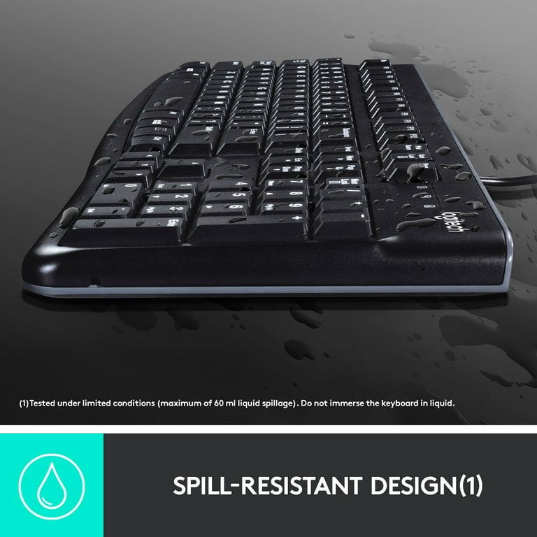 Hej Talje Kedelig Logitech K120 Wired Keyboard for Windows, USB Plug-and-Play, Full-Size,  Spill-Resistant, Curved Space Bar, Compatible with PC, Laptop, Black -  Walmart.com