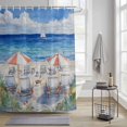 thumbnail image 4 of Summer Vacation Shower Curtains for Bathroom, Watercolor Beach Chair Washable Fabric Shower Curtain with Hooks Waterproof Bathroom Decor Sets, 60 x 72 Inches, 4 of 9