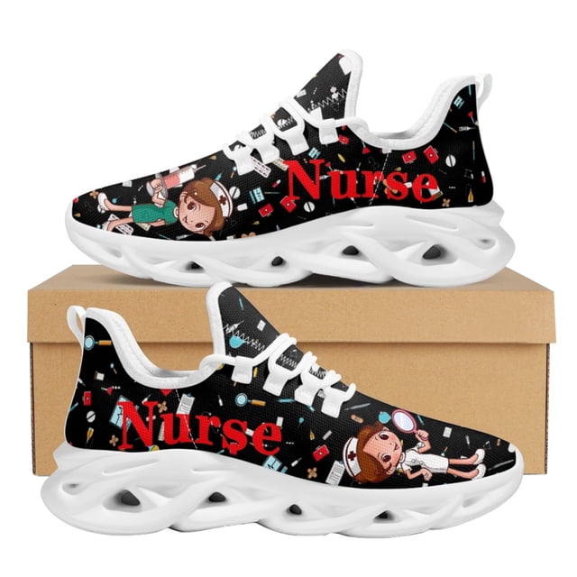 Zapatillas deportivas con diseño de enfermera, calzado médico, malla transpirable, zapatos casuales vulcanizados con cordones, zapatos de enfermería