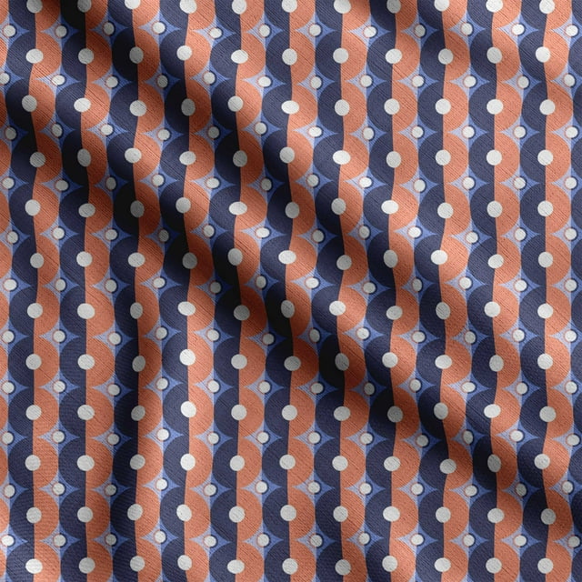 Soimoi Rond Imprimé, Tissu en Toile de Polyester, Tissu de Couture pour Déco au Mètre 56 Pouces de Large, Tissu Décoratif pour Rideaux Sacs Fourre-Tout, Orange