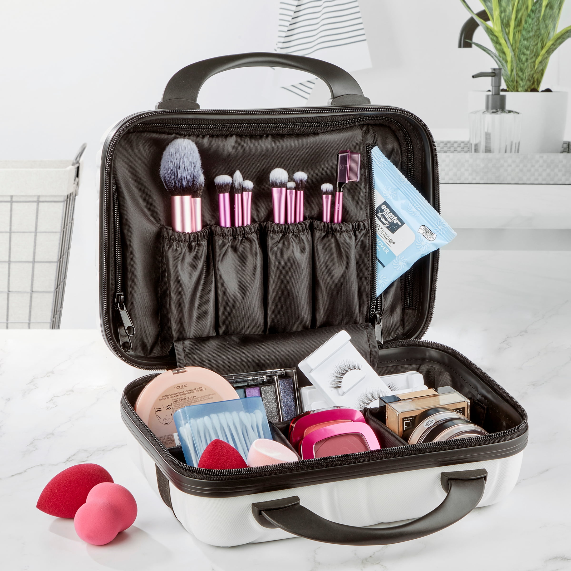 Hard Shell Cosmetic Travel Case White 11.8 x 10.82 x 5.9 Walmart